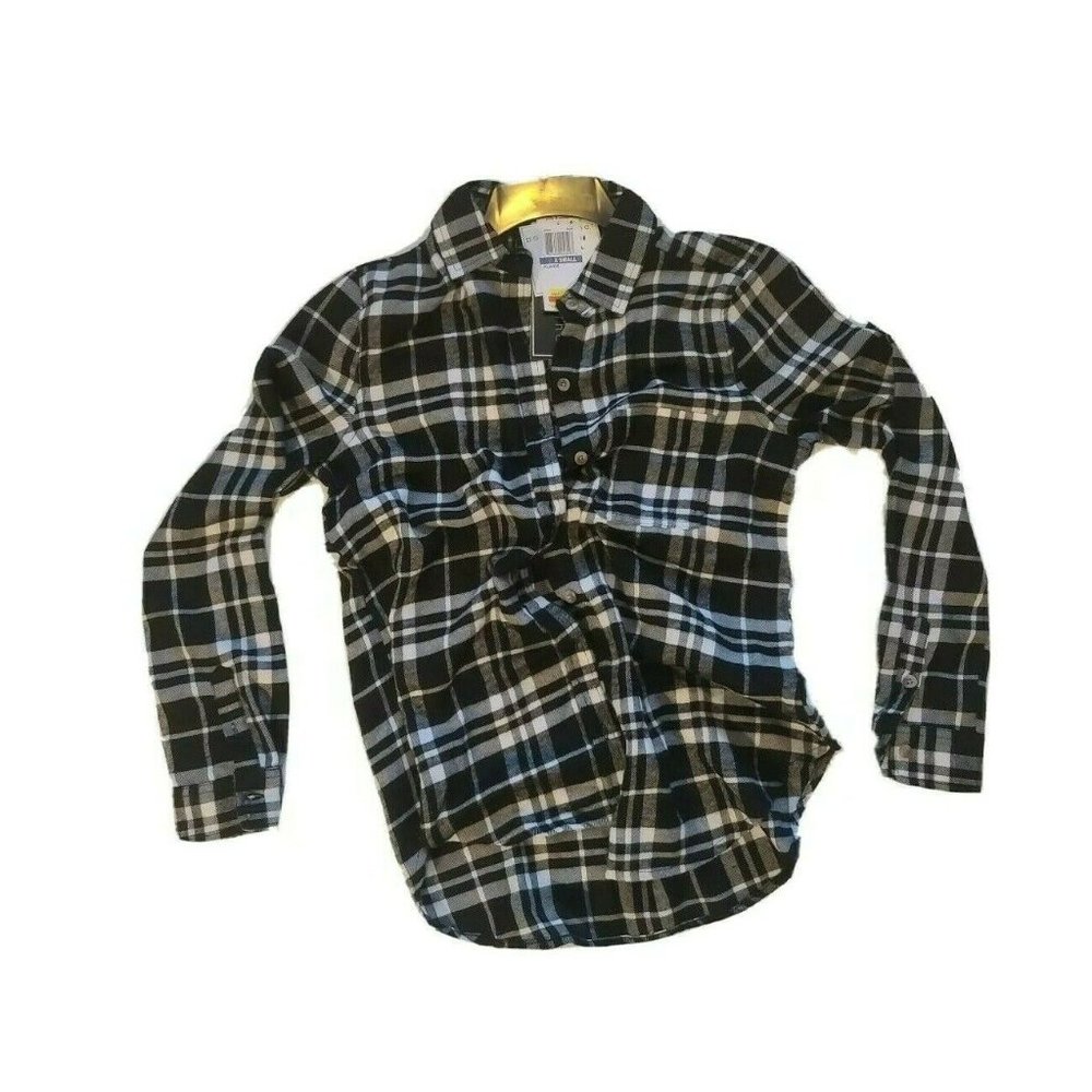 Polly & Esther Junior's Plaid Utility Shirt, Black